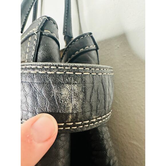 COACH Black Hampton Vintage Pebbled Leather Satchel Handbag Purse - Picture 10 of 14